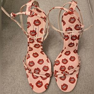 Zara Women's Sandals with Red Lip Print